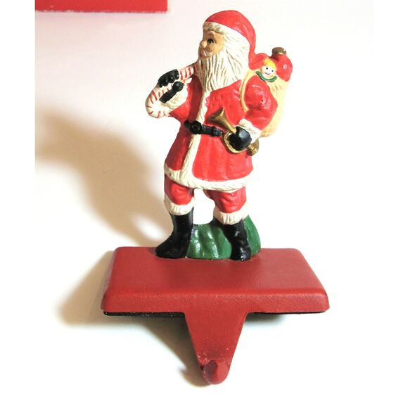 VTG Brookstone Kris Kringle Santa Claus IRON STOCKING HOLDER Christmas Decor BOX - Picture 5 of 5